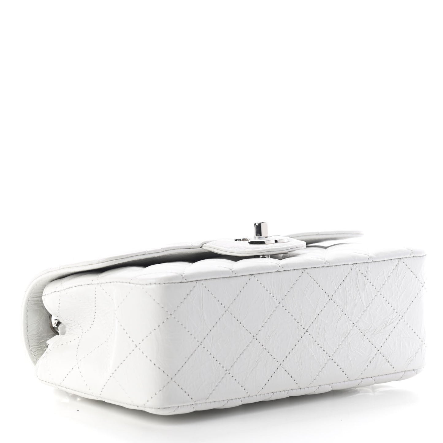 Calfskin Quilted Mini Rectangular Flap White