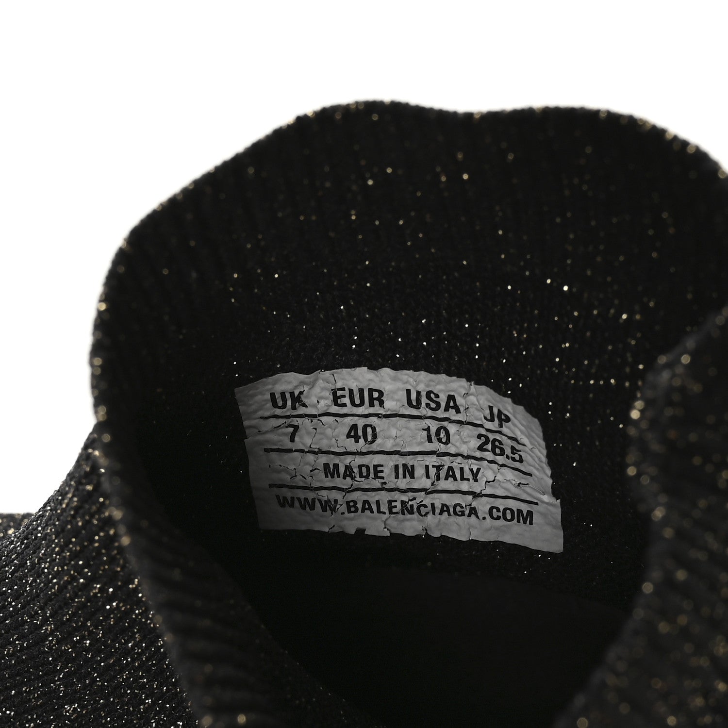 Balenciaga Knit Metal Womens Speed Sneakers 40 Black Gold 7 of 7