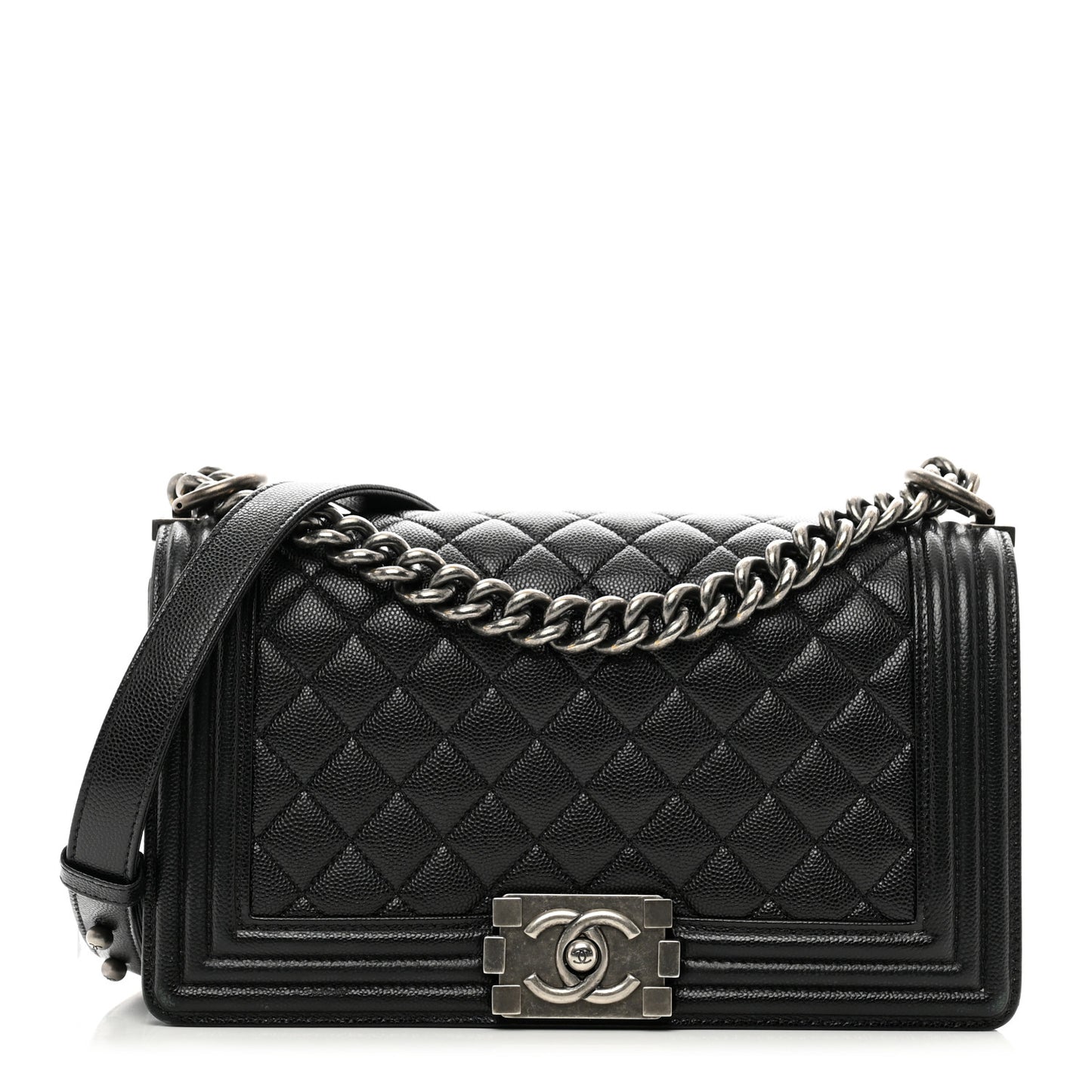 Caviar Quilted Medium Boy Flap Black