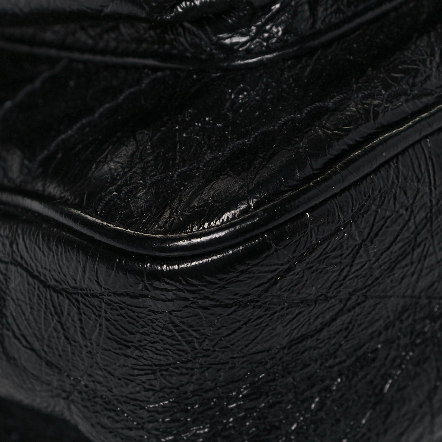 Crinkled Calfskin Matelasse Monogram Medium Niki Chain Satchel Black