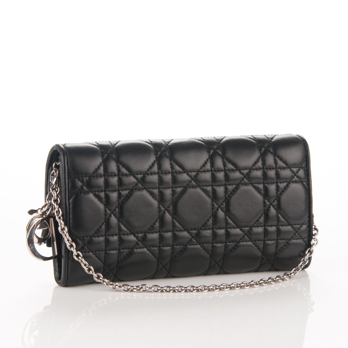 Lambskin Cannage Rendez-vous Chain Wallet Black