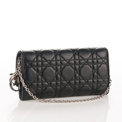 Christian Dior Lambskin Cannage Rendez-vous Chain Wallet Black 3 of 6