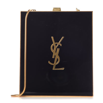 Saint Laurent Plexiglass Monogram Minaudiere Tuxedo Box Clutch Black 1 of 8