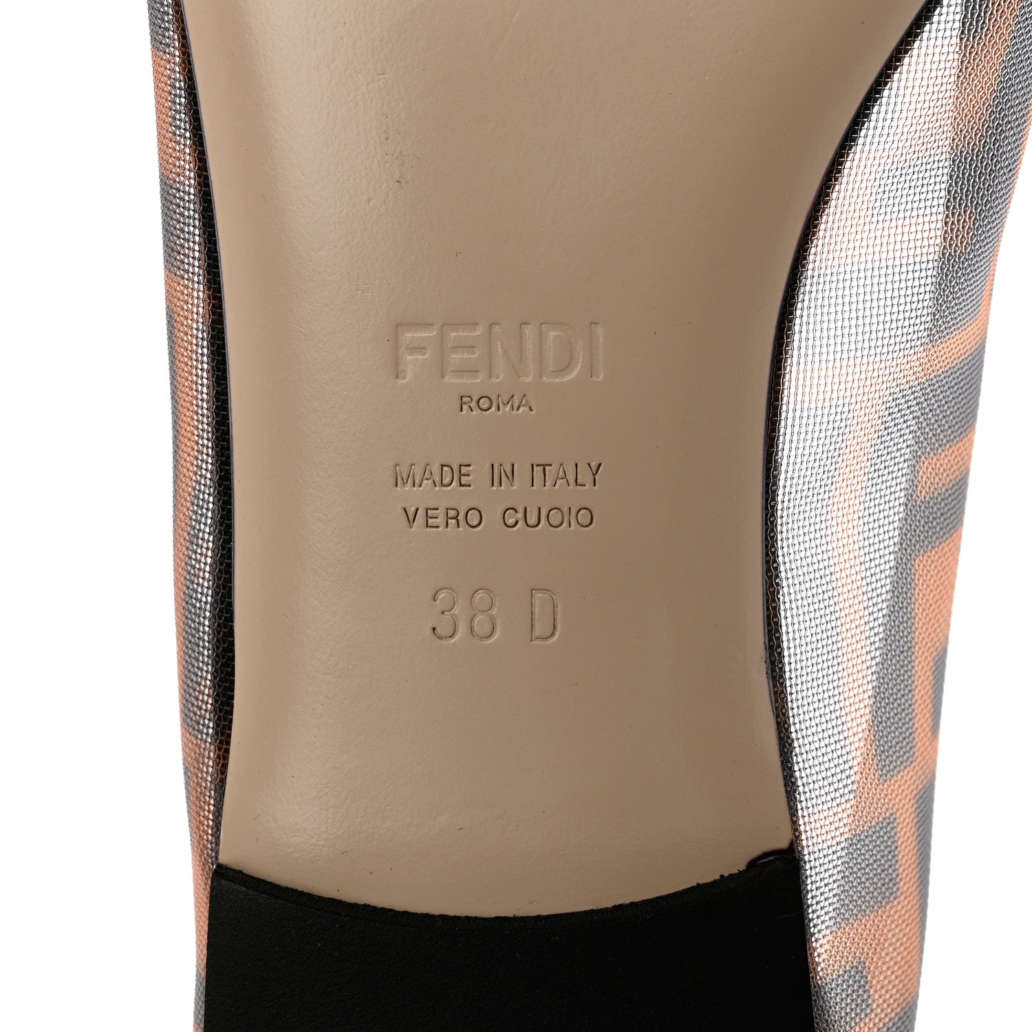 Fendi Mesh FF Skimmer Ballerina Flats 38 Tobacco Moro Black 7 of 8