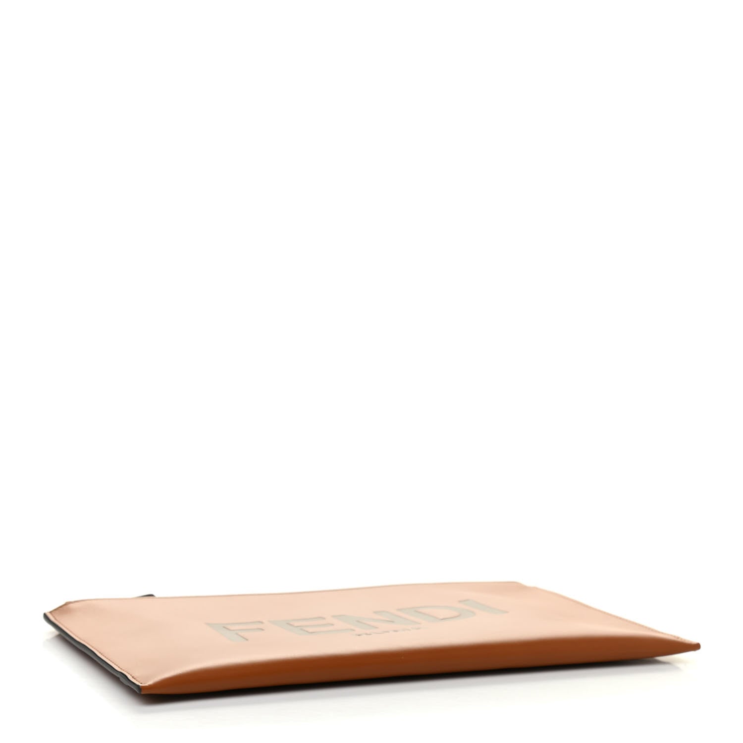 Fendi Vitello King Logo Embossed Medium Flat Pouch Cuoio 4 of 7