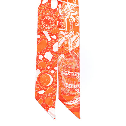 Hermes Silk La Danse Des Amazones Twilly Orange Corail White 2 of 5