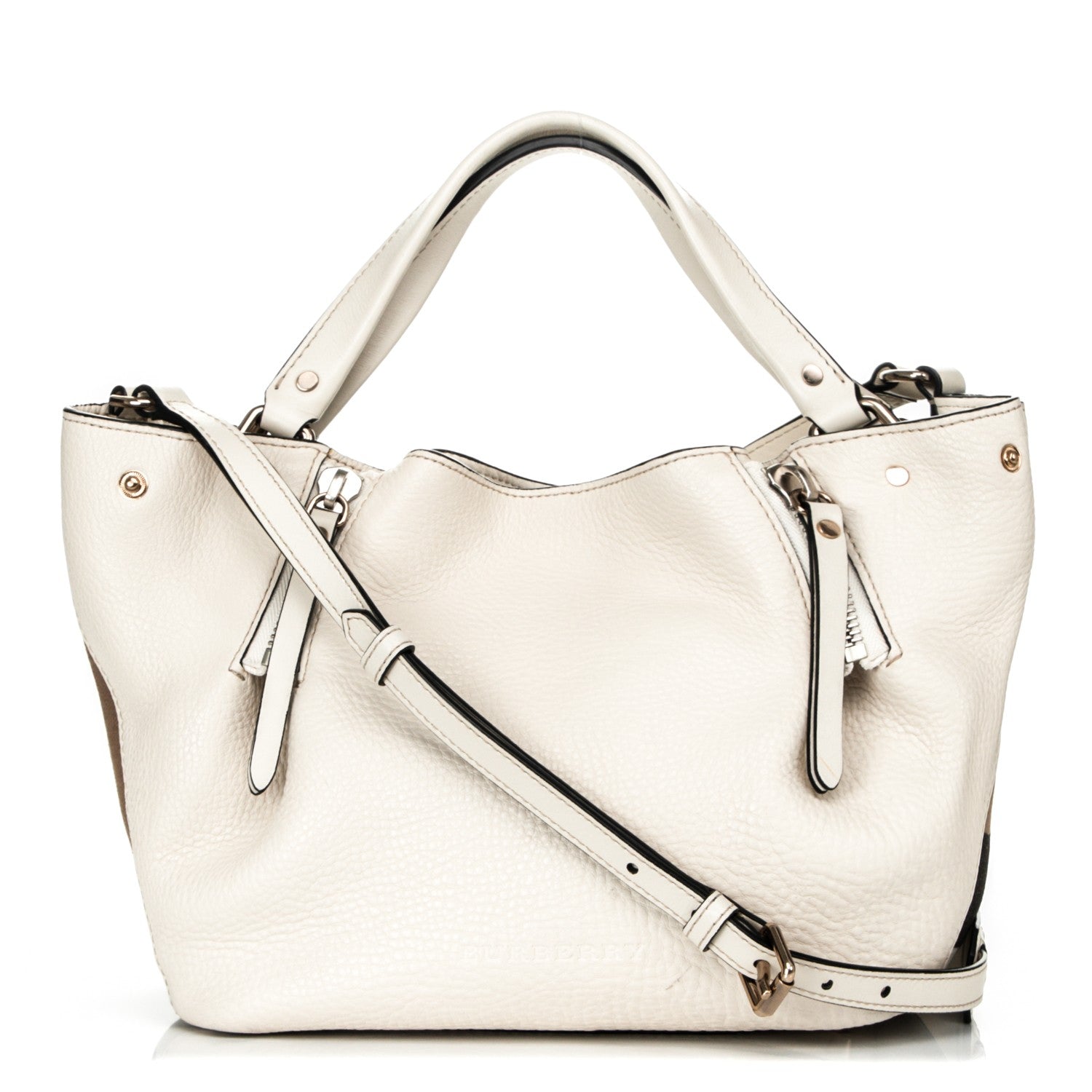 Burberry Grainy Calfskin House Check Small Maidstone White 1 of 10