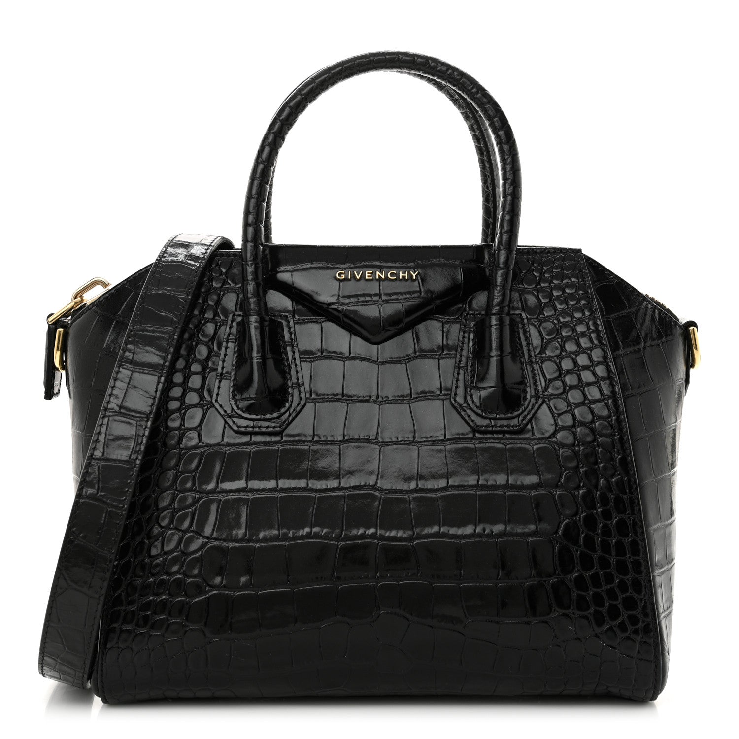 Givenchy Calfskin Crocodile Embossed Small Antigona Black 1 of 10