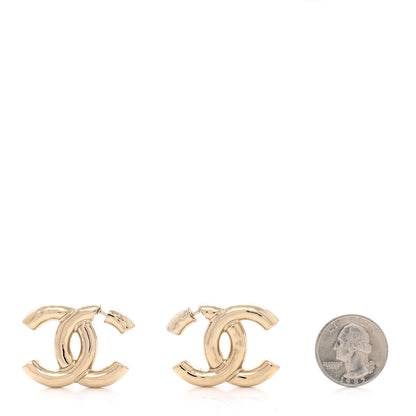 Chanel Metal Large CC Earrings Light Gold 2 of 6