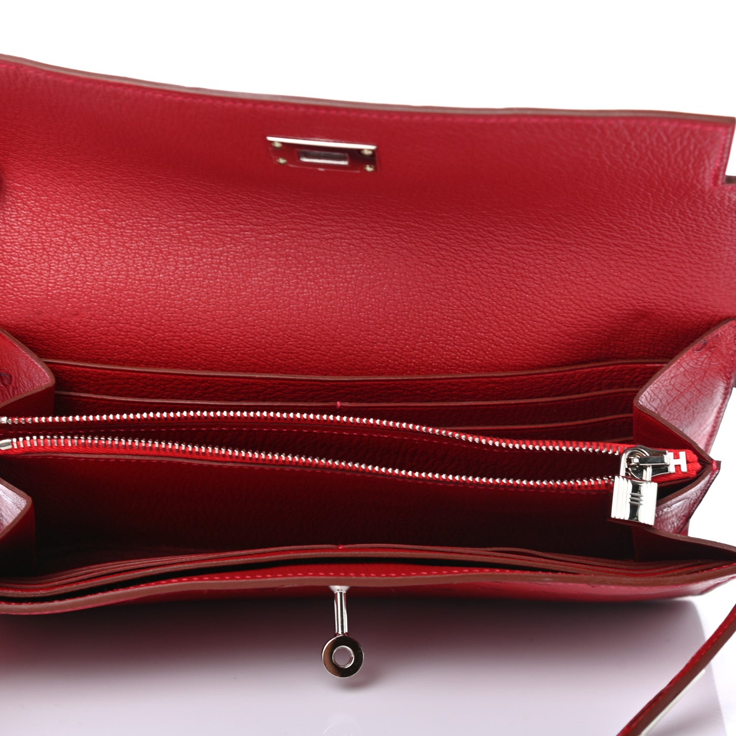 Ostrich Kelly Longue Wallet Rouge Vif
