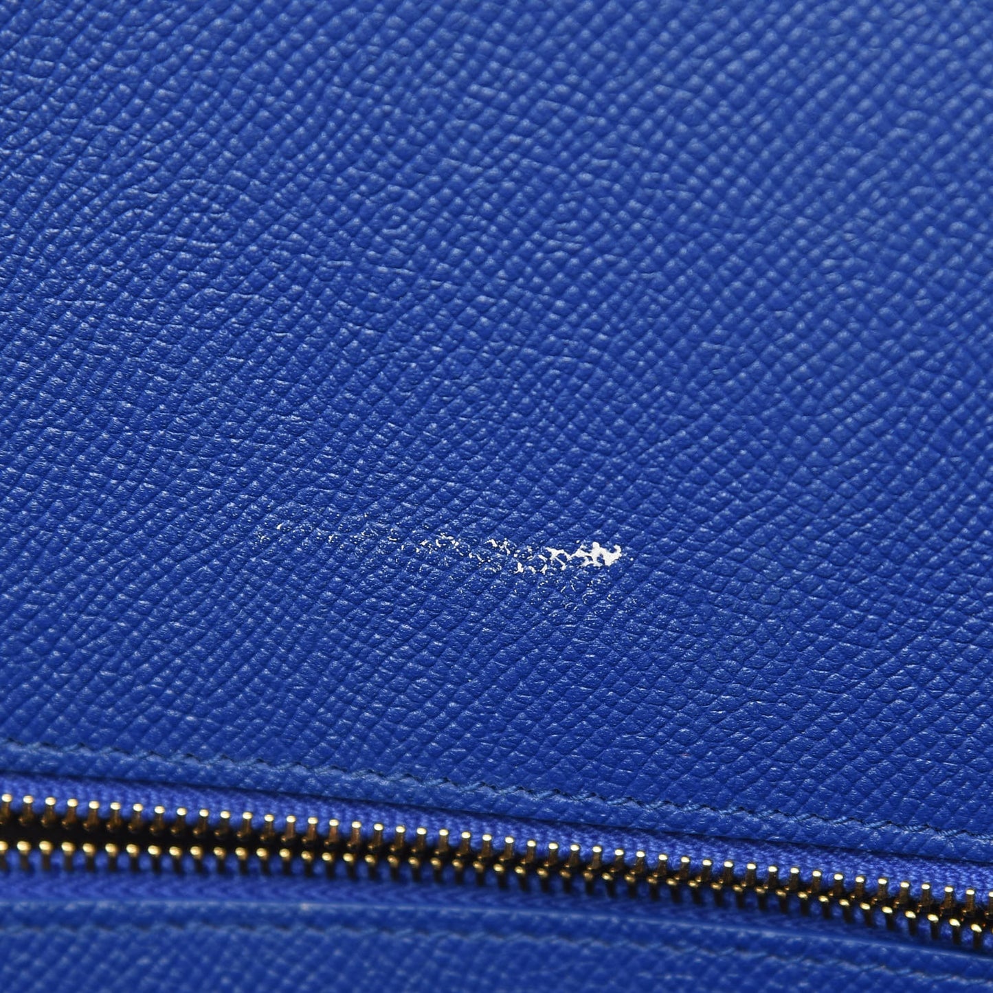 Signature Grained Calfskin Logo M Ville Top Handle Bag Bleu Roi White