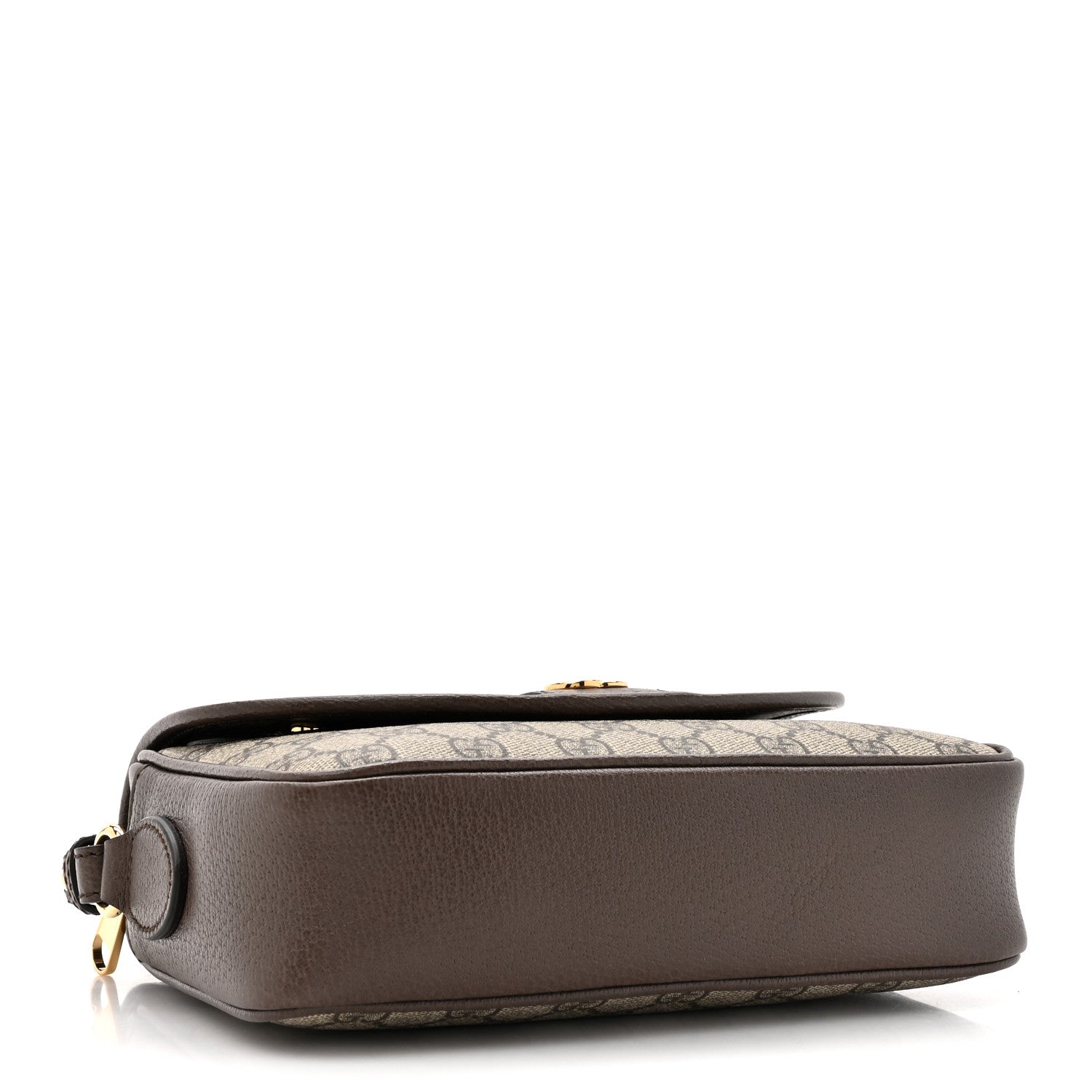 Gucci GG Supreme Monogram Textured Dollar Calfskin Web Studded Mini Ophidia Flap Shoulder Bag Beige Ebony New Acero 4 of 10