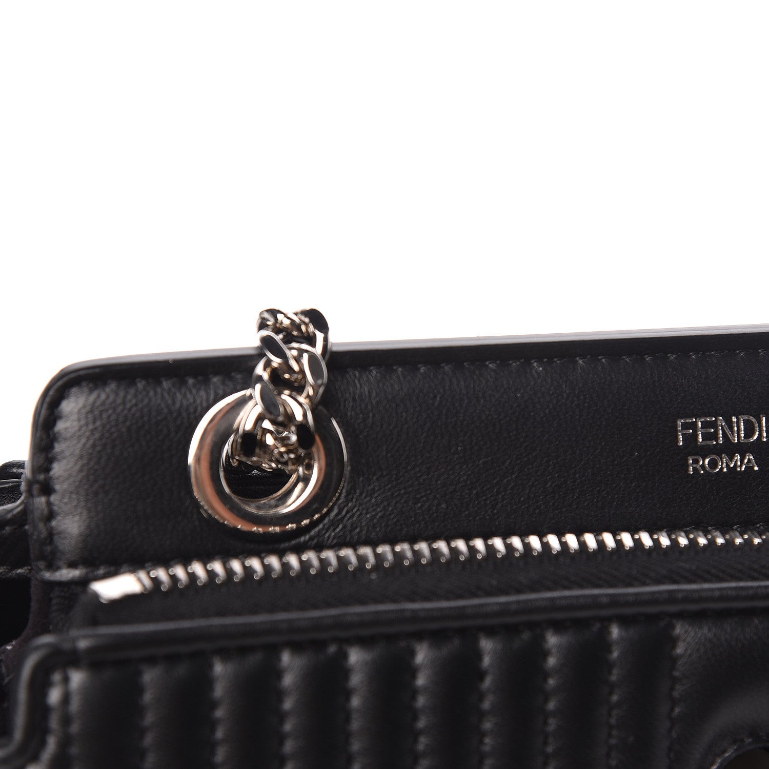 Fendi Shiny Nappa Trapuntata Small DotCom Click Chain Satchel Black 13 of 15