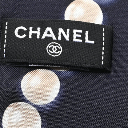 Chanel Silk Pearl CC Slim Bandeau Scarf Dark Navy 3 of 3