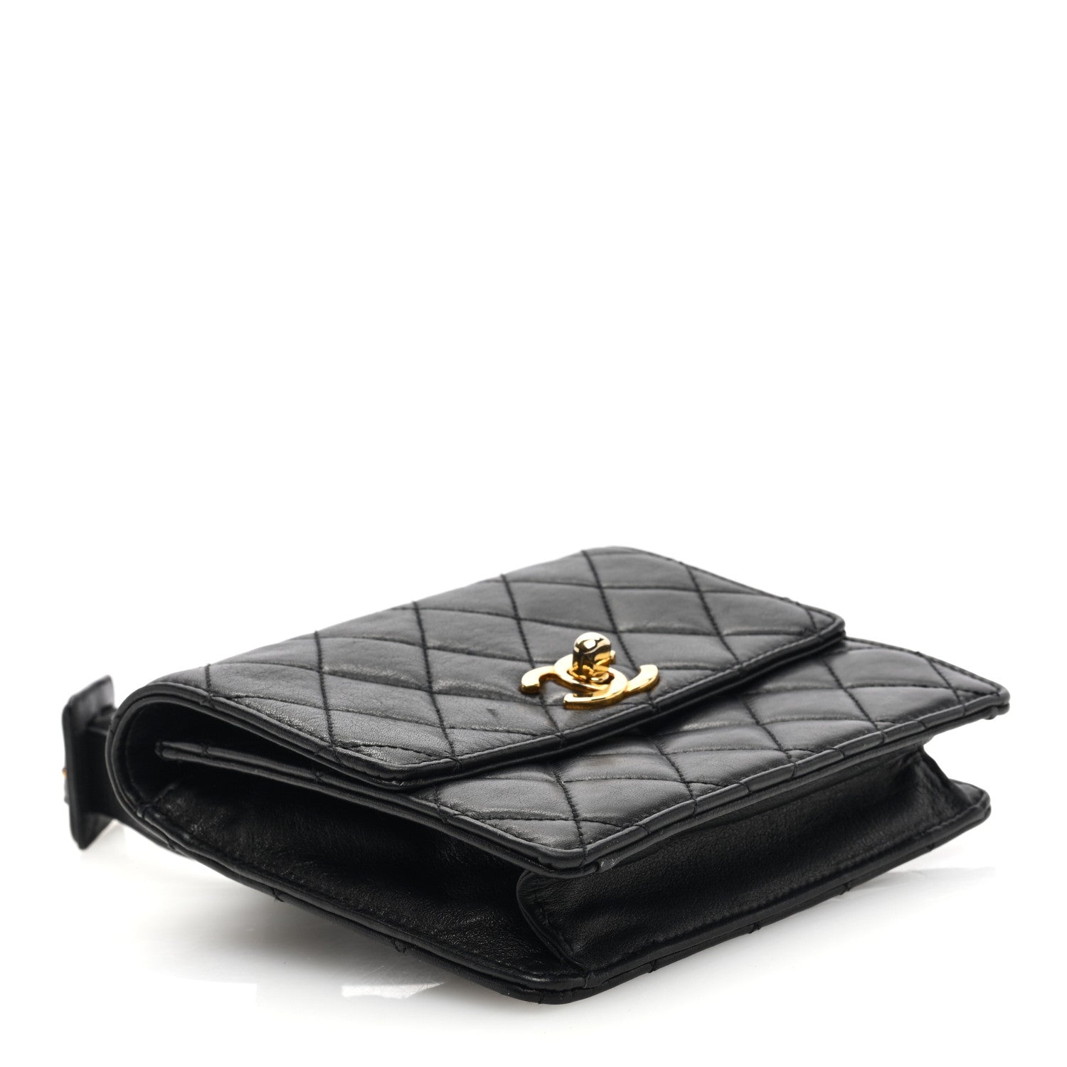 Chanel Lambskin Quilted Flap Waist Belt Bag 65 26 Black 4 of 10