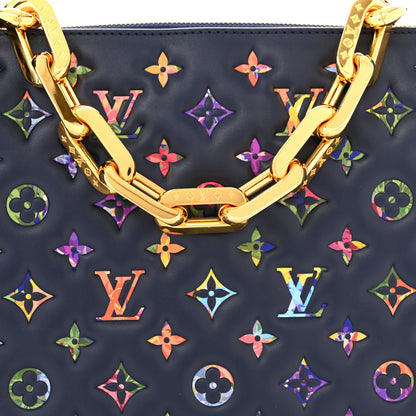 Louis Vuitton Lambskin Embossed Monogram LV Garden Coussin MM Navy Blue 8 of 11