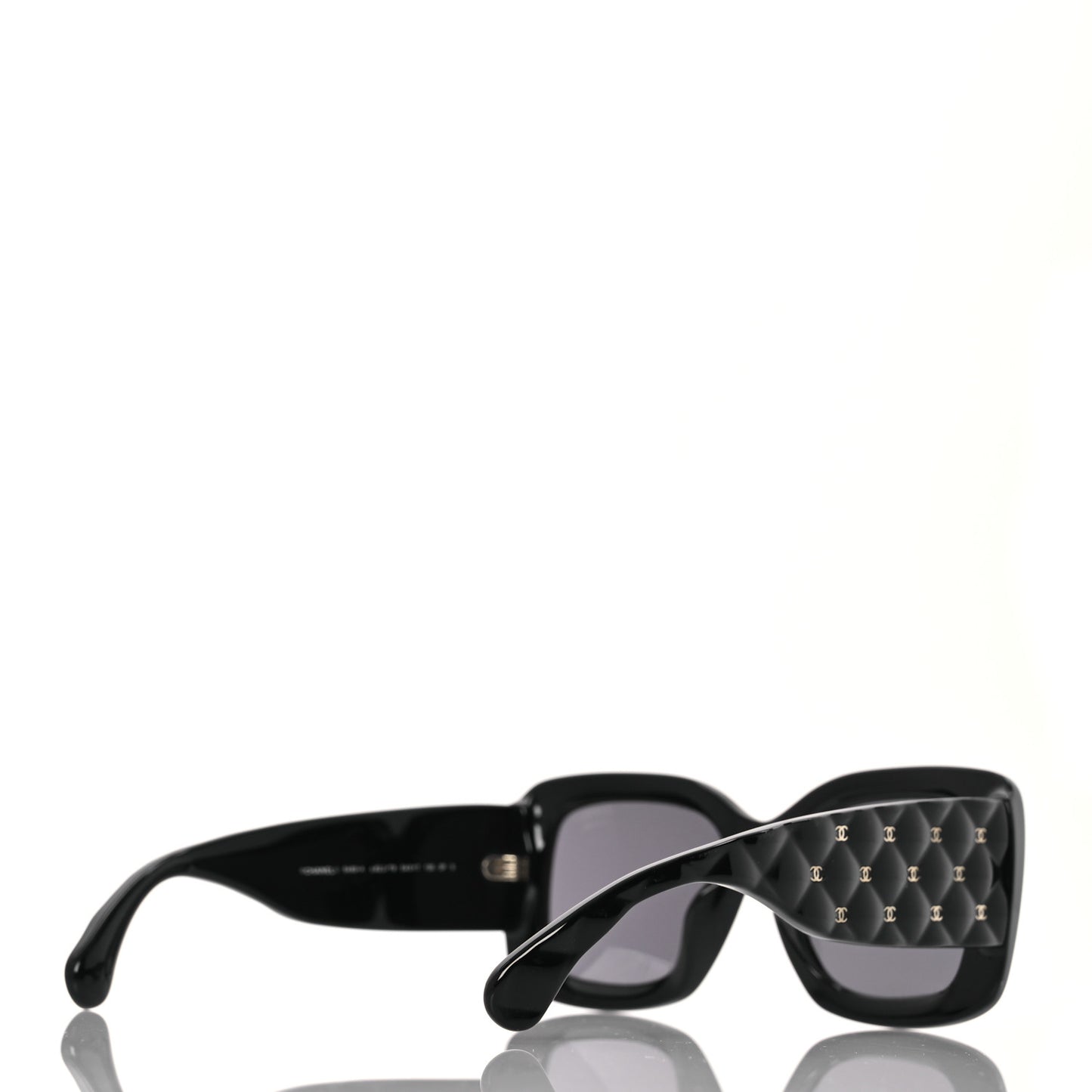 Acetate Quilted CC Rectangle Sunglasses 5483-A Black