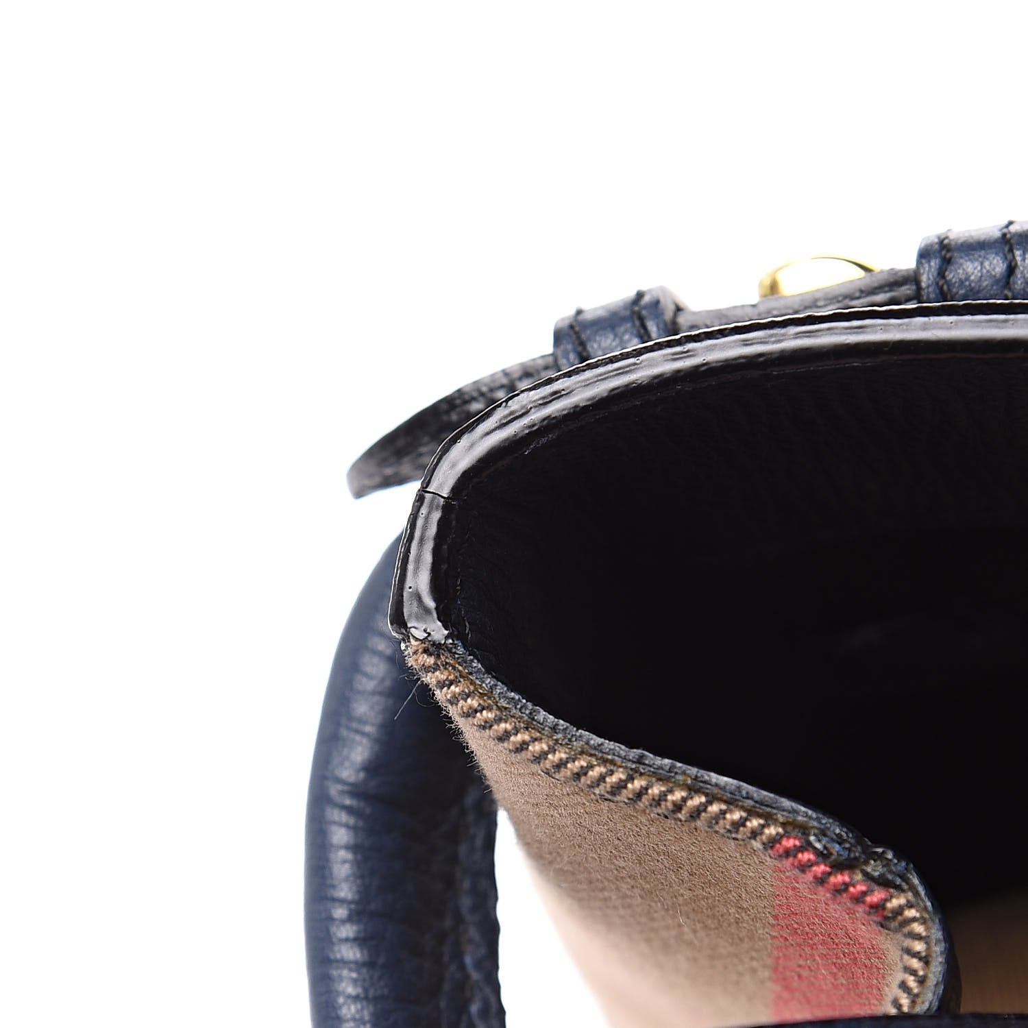 Burberry Grainy Calfskin House Check Small Banner Tote Midnight Blue 11 of 13