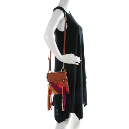 Chloe Calfskin Suede Rainbow Patchwork Small Jane Fringe Bag Caramel 1 of 5