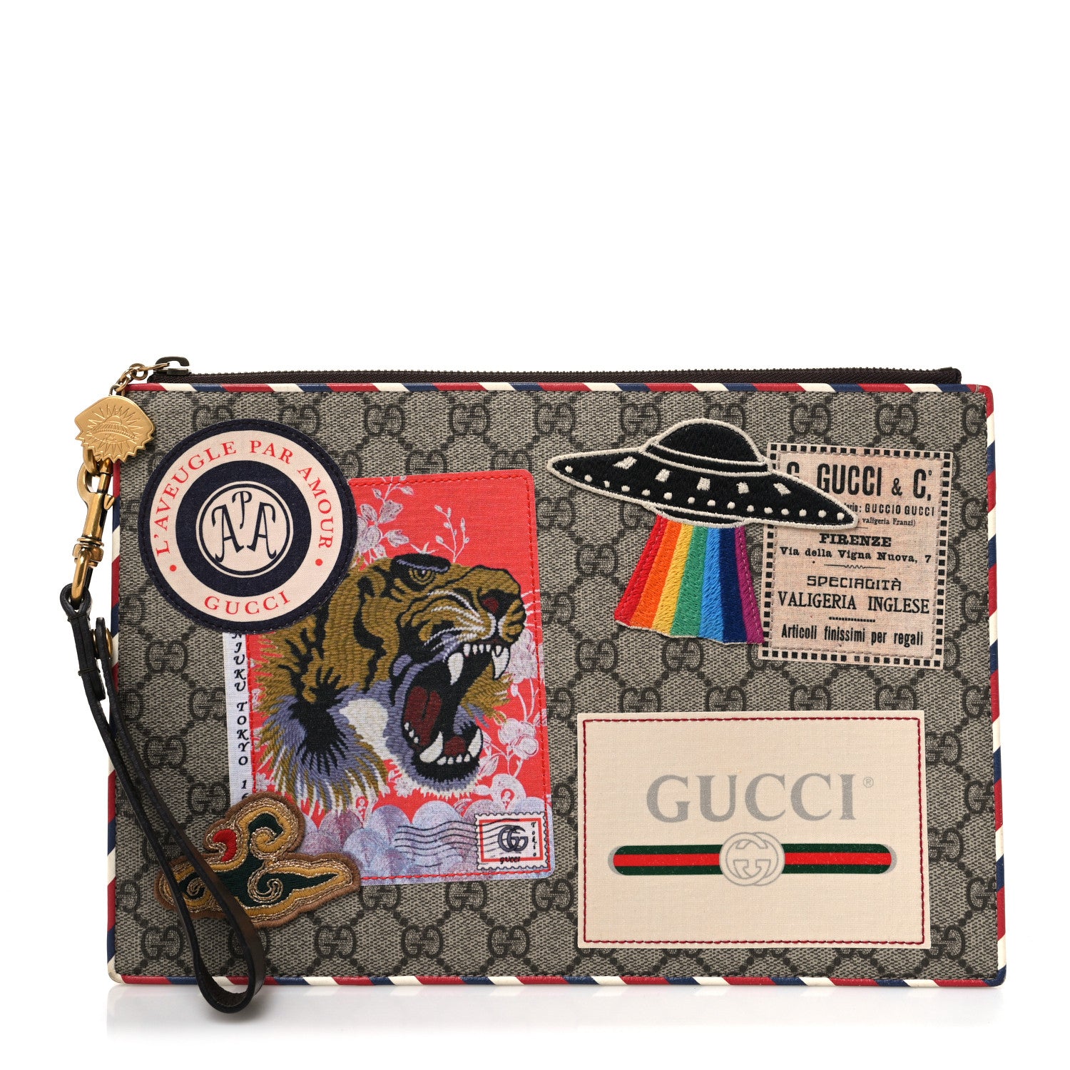 Gucci GG Supreme Monogram Courrier Documents Holder Beige New Acero 1 of 7