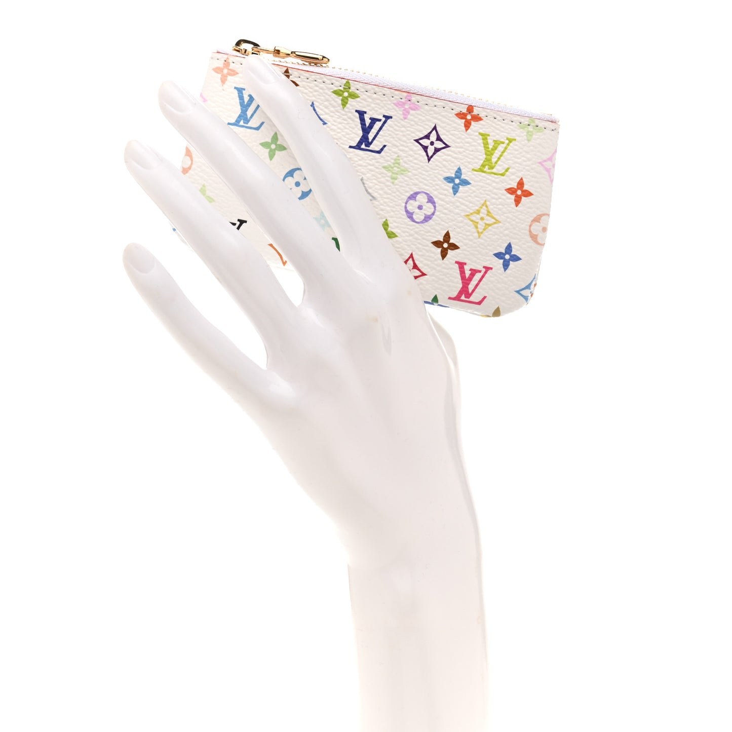 LV X TM Monogram Multicolor Key Pouch White
