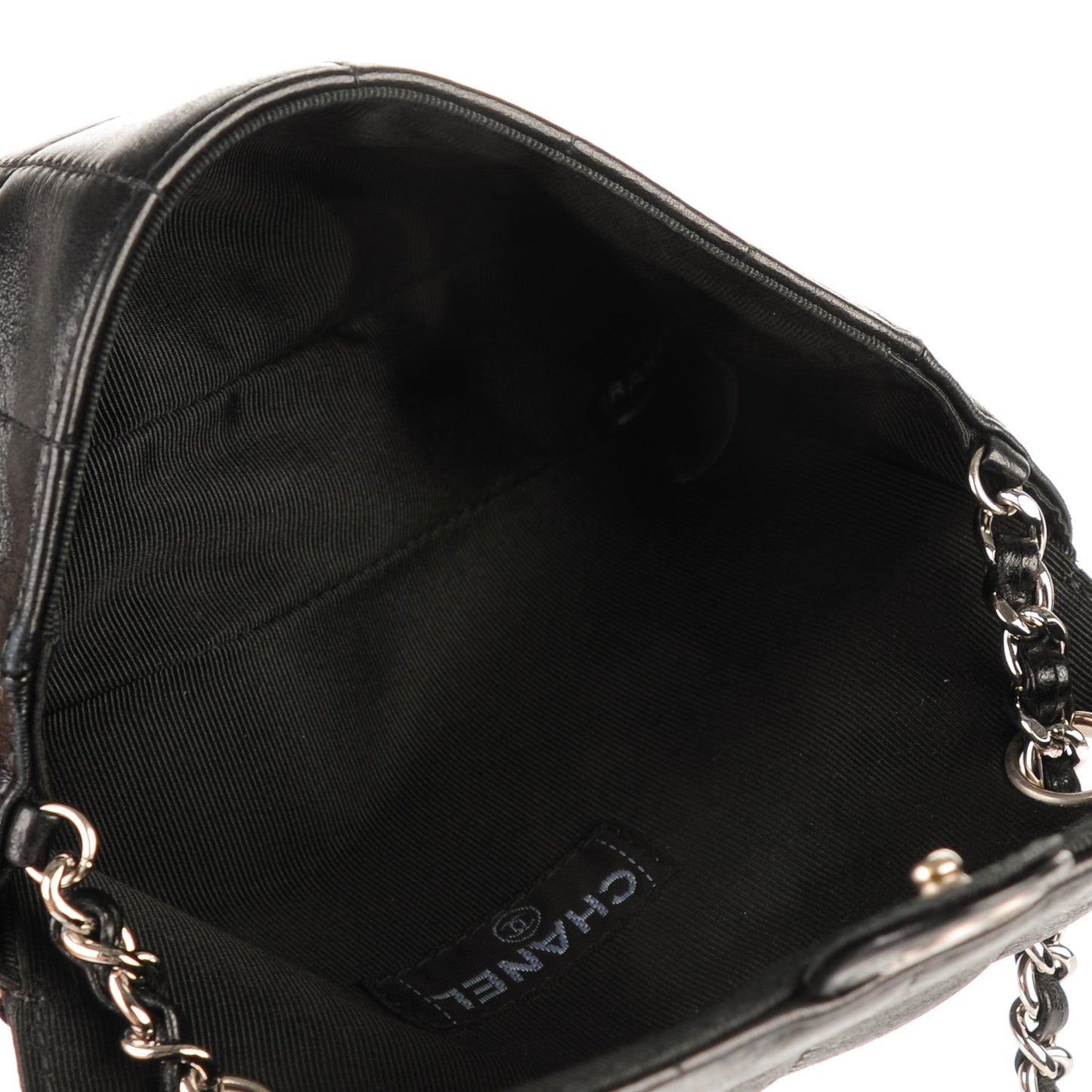 Lambskin Quilted Chocolate Bar Mini Flap Black