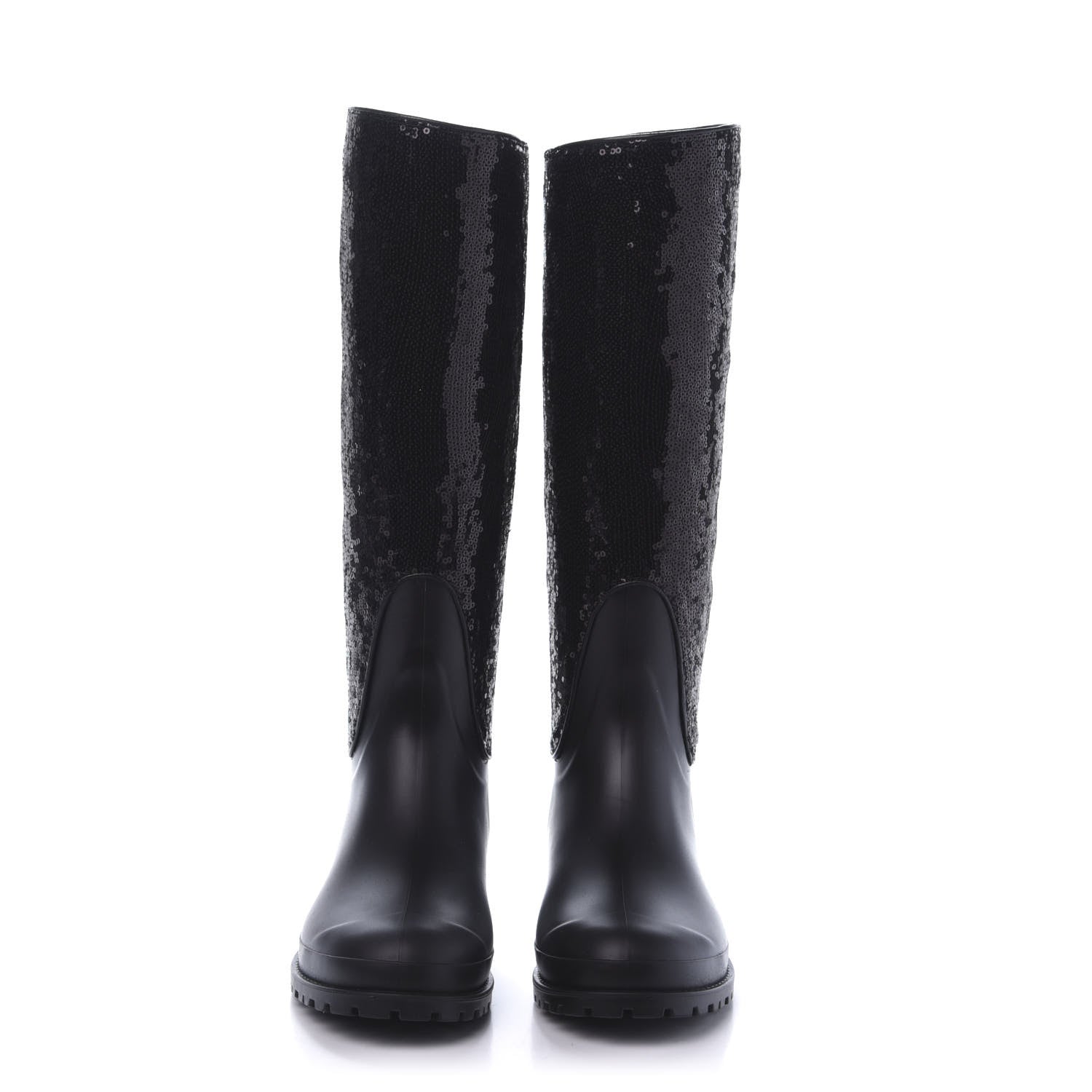 Saint Laurent Rubber Sequin Rain Boots 36 Black 2 of 10