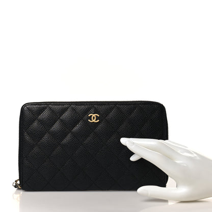 Chanel Caviar Quilted Large Zip Around Organizer Wallet Black 3 of 9