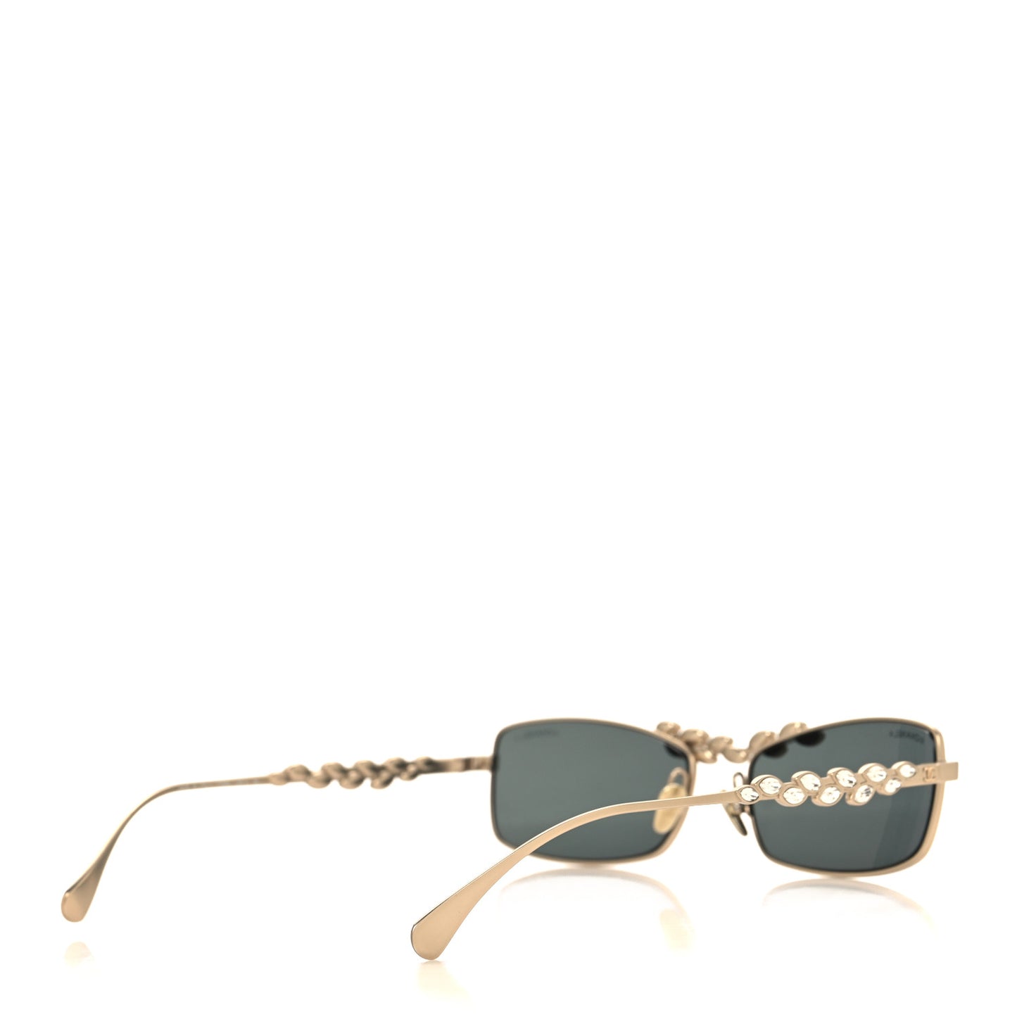 Metal Crystal Sparkling Wheat Rectangle Sunglasses 71584 Gold