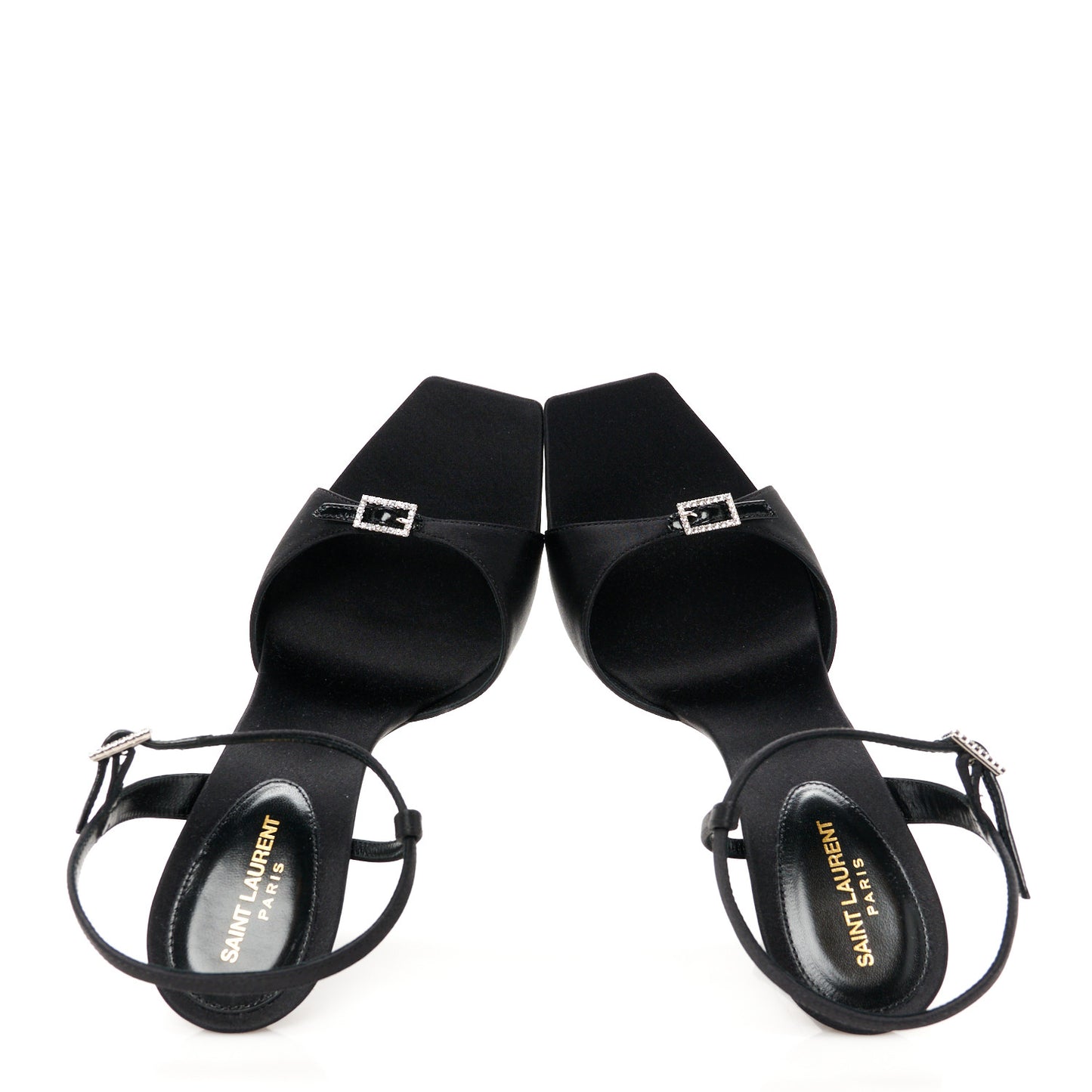 Crepe Satin Melody 105 Ankle Strap Sandals 37 Black