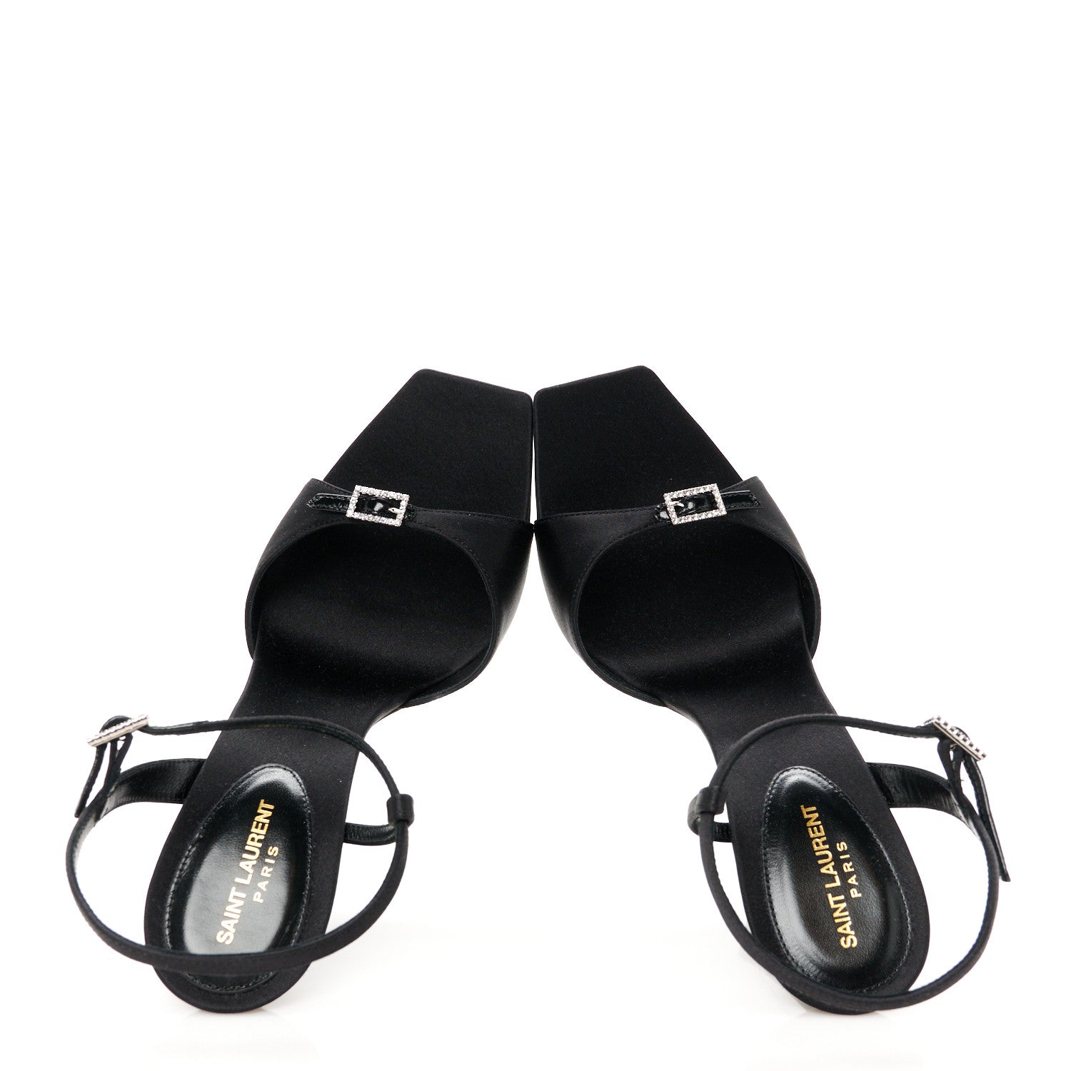 Saint Laurent Crepe Satin Melody 105 Ankle Strap Sandals 37 Black 2 of 9