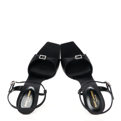 Saint Laurent Crepe Satin Melody 105 Ankle Strap Sandals 37 Black 2 of 9