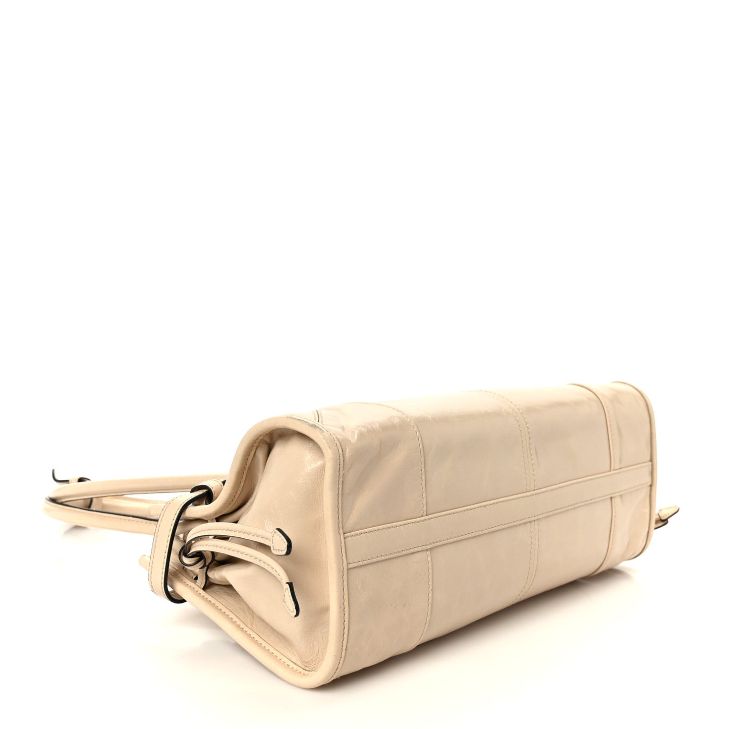 Glossy Calfskin Triangle Medium Bonnie Shoulder Bag Travertine