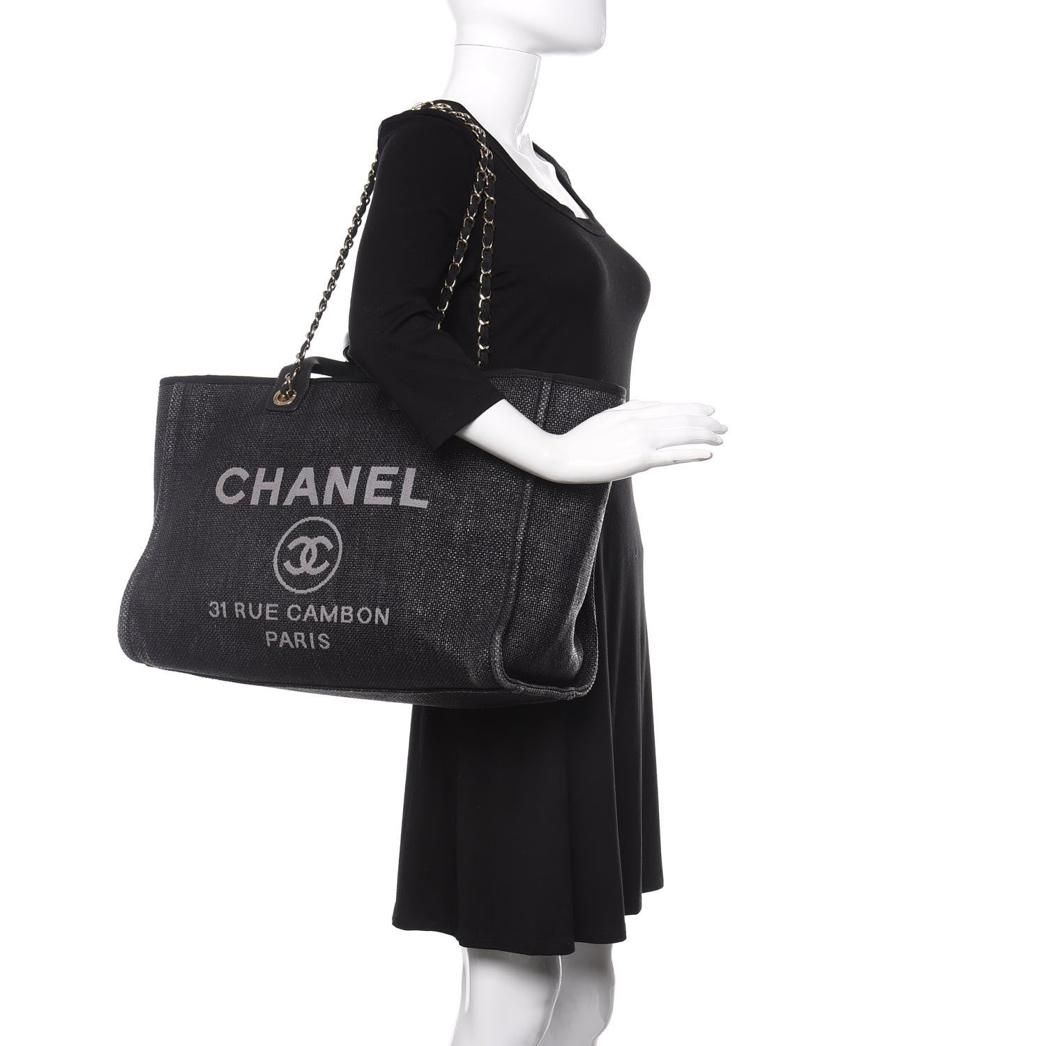 Chanel Woven Straw Raffia Large Deauville Tote Black 2 of 12