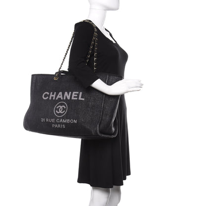 Chanel Woven Straw Raffia Large Deauville Tote Black 2 of 12