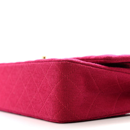 Chanel Jersey Quilted Medium Double Flap Bijoux Chain Dark Pink 10 of 10