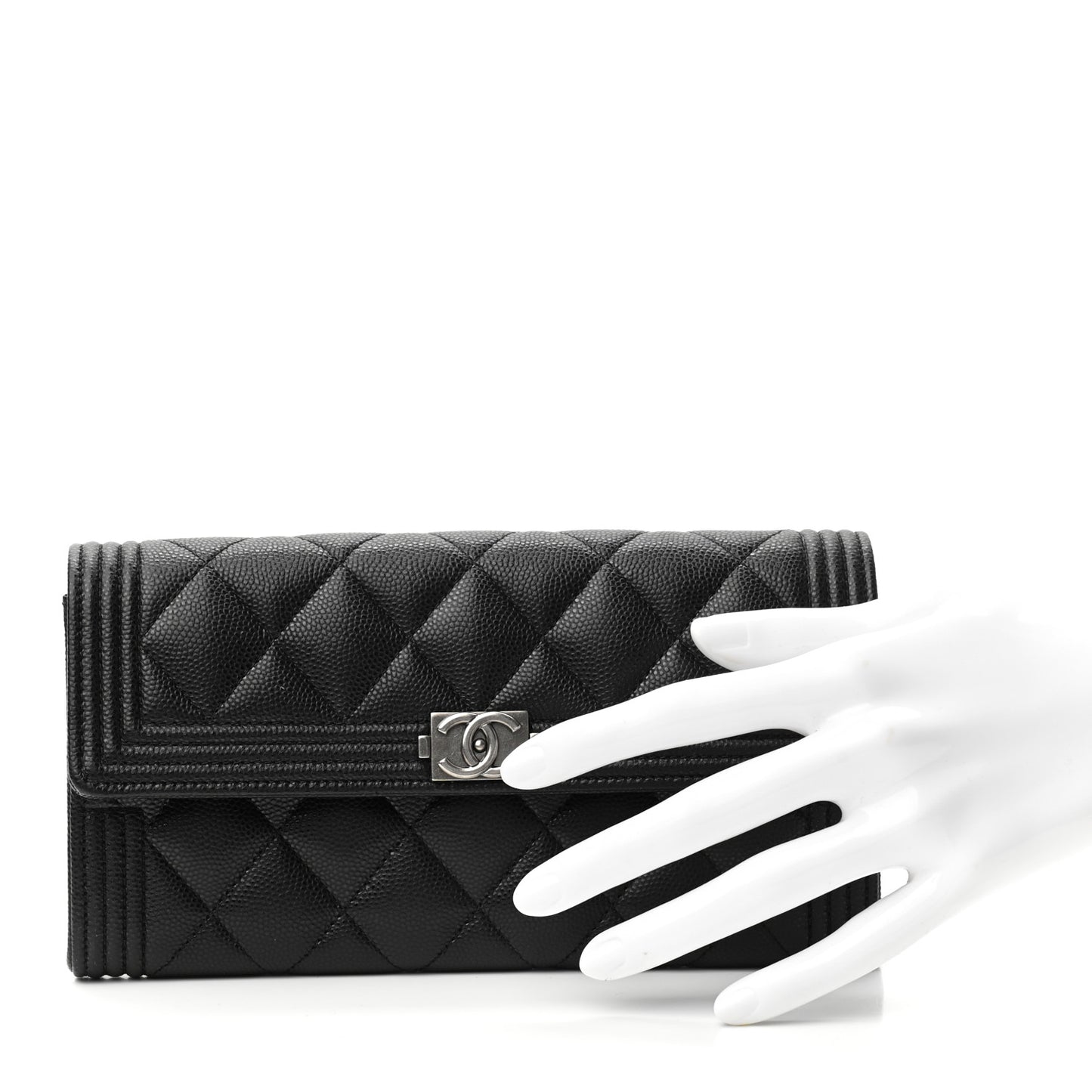 Caviar Quilted Long Boy Flap Wallet Blackaviar Quilted Boy Flap Wallet Black