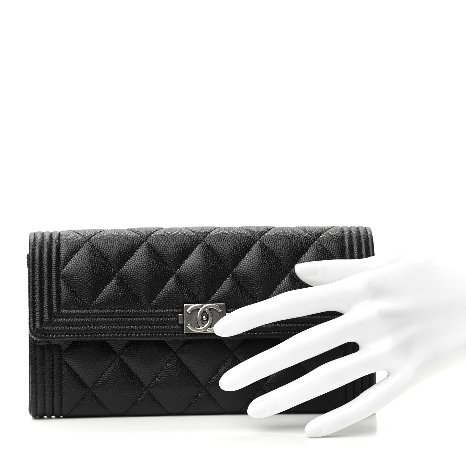 Chanel Caviar Quilted Long Boy Flap Wallet Blackaviar Quilted Boy Flap Wallet Black 2 of 8