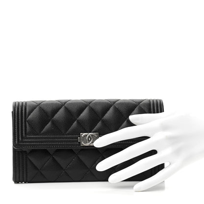 Chanel Caviar Quilted Long Boy Flap Wallet Blackaviar Quilted Boy Flap Wallet Black 2 of 8