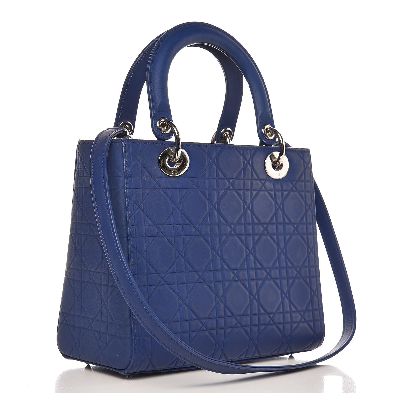 Christian Dior Lambskin Cannage Medium Lady Dior Blue 3 of 15