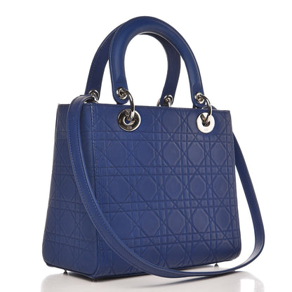 Christian Dior Lambskin Cannage Medium Lady Dior Blue 3 of 15