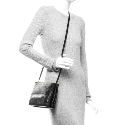 Celine Calfskin Astrakhan Embossed Large Trio Crossbody Bag Black 2 of 9