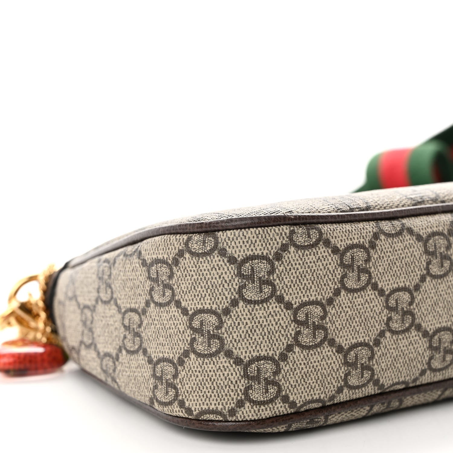 Gucci GG Supreme Monogram Textured Dollar Calfskin Web Small Ophidia GG Handbag Beige Ebony New Acero 8 of 12