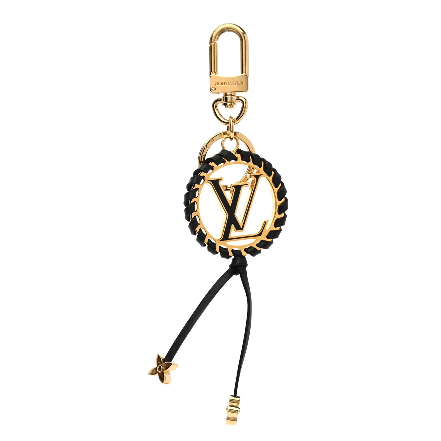 Metal Lambskin Enamel Very Bag Charm Key Holder Black