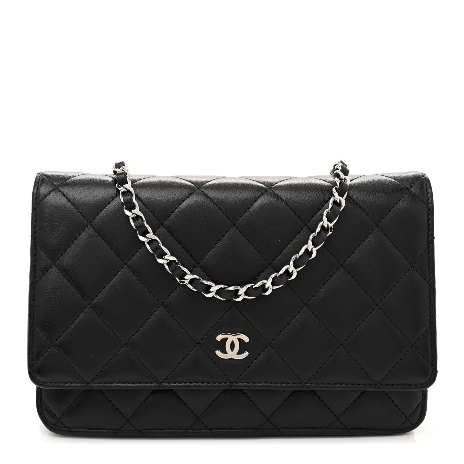 Chanel Lambskin Quilted Wallet On Chain WOC Black 1 of 11