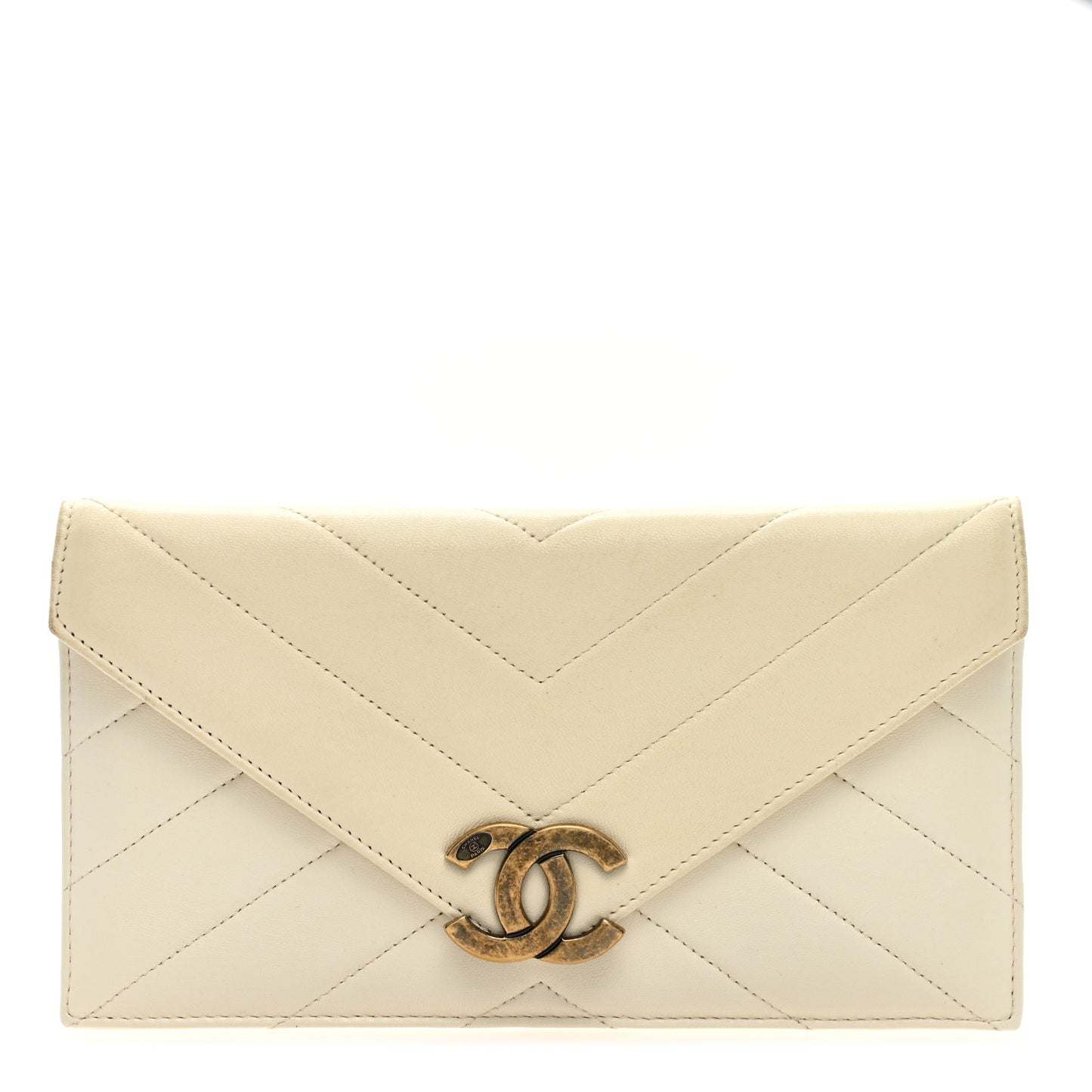 Lambskin Cocomail Envelope Wallet Insert White