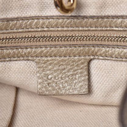 Gucci Metallic Pebbled Calfskin Medium Soho Chain Shoulder Bag Golden Beige 6 of 20