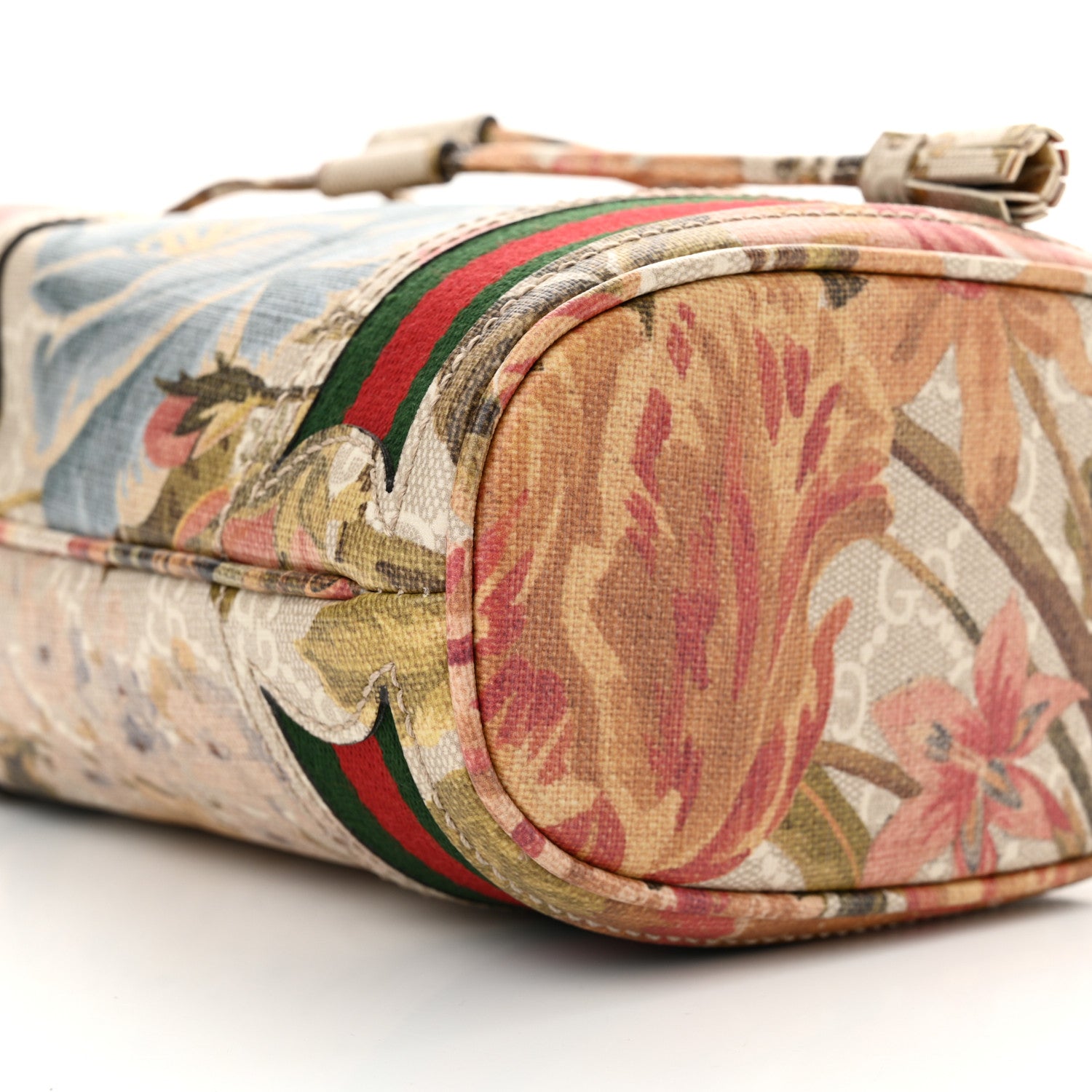 Gucci GG Supreme Monogram Water Flora Web Mini Ophidia Bucket Bag White Multicolor 9 of 10