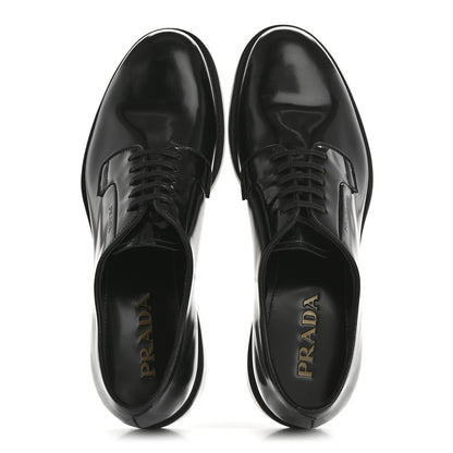 Prada Spazzolato Lace Up 50mm Men's Loafers 8 Black 2 of 10