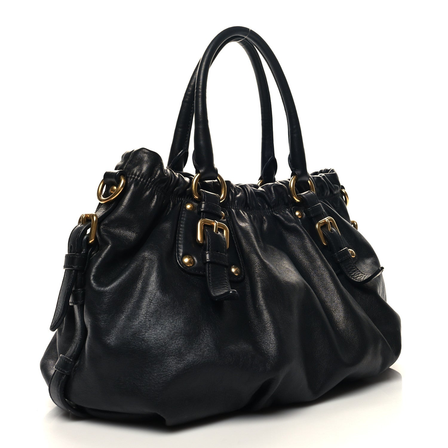Prada Vitello Soft Calfskin Shopping Satchel Black 3 of 9